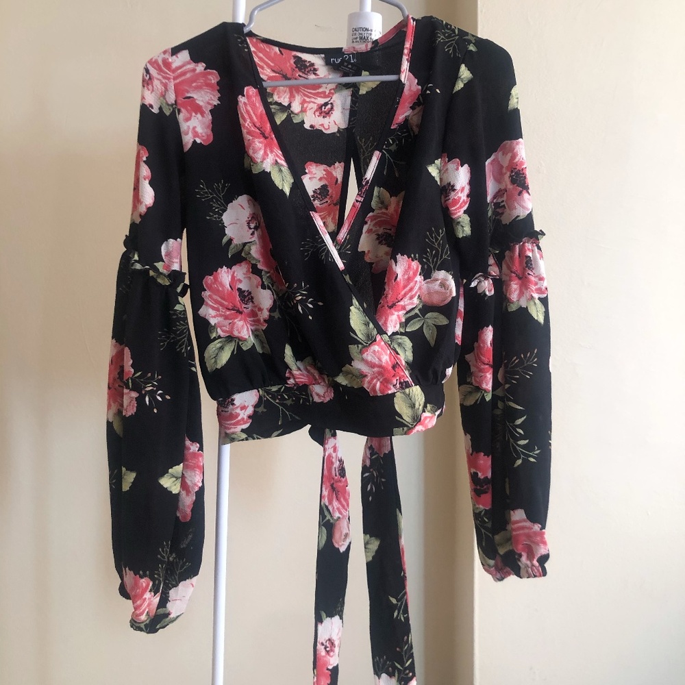 Cropped Floral Blouse